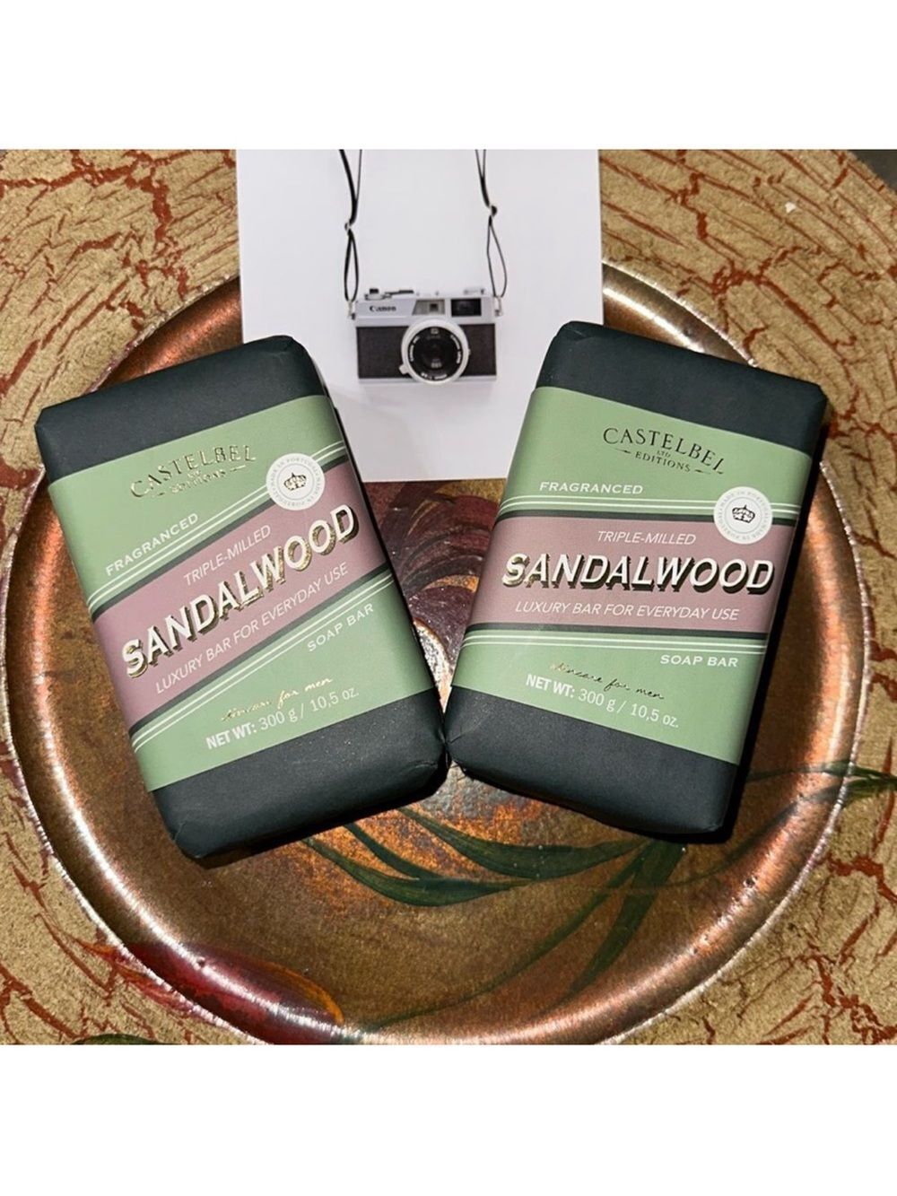 CASTELBEL LIMITED EDITION Luxury Triple Milled Sandalwood Scented Soap Bars 2pk